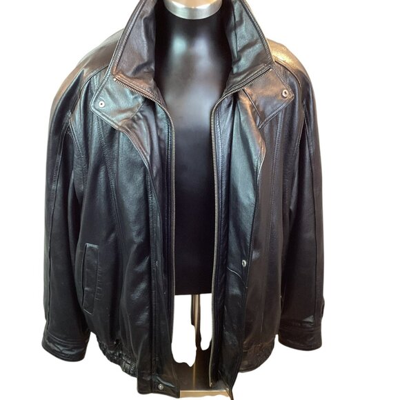 Wilsons Leather Black Leather Mens 2X Moto Jacket With Zip Out Thinsulate Insula - Picture 9 of 16